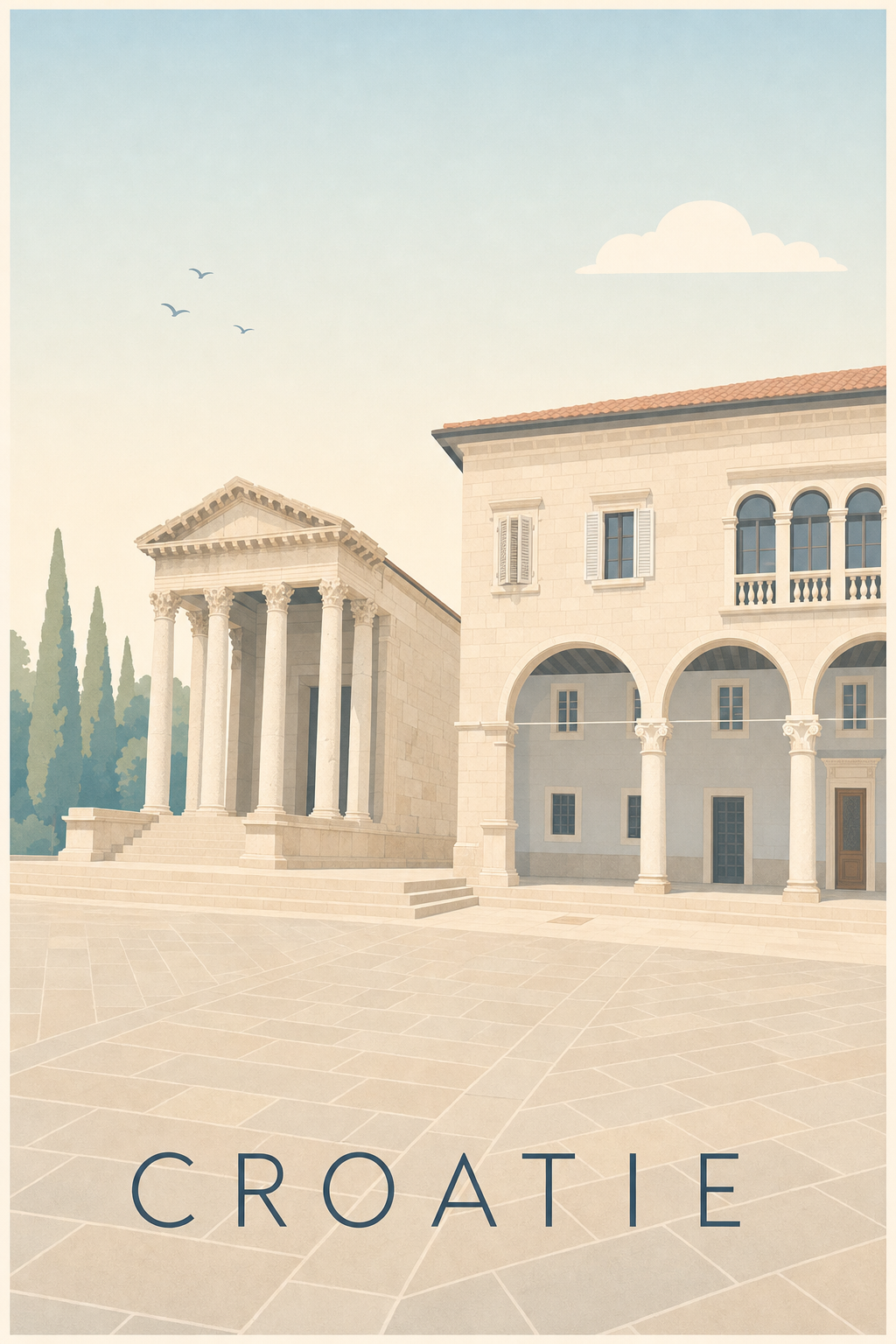 Affiche de Croatie, Temple d'Auguste à Pula
