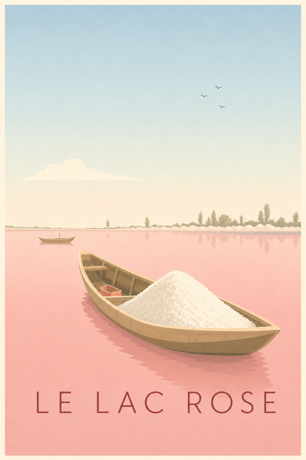 Affiche du Lac Rose, poster barque et sel