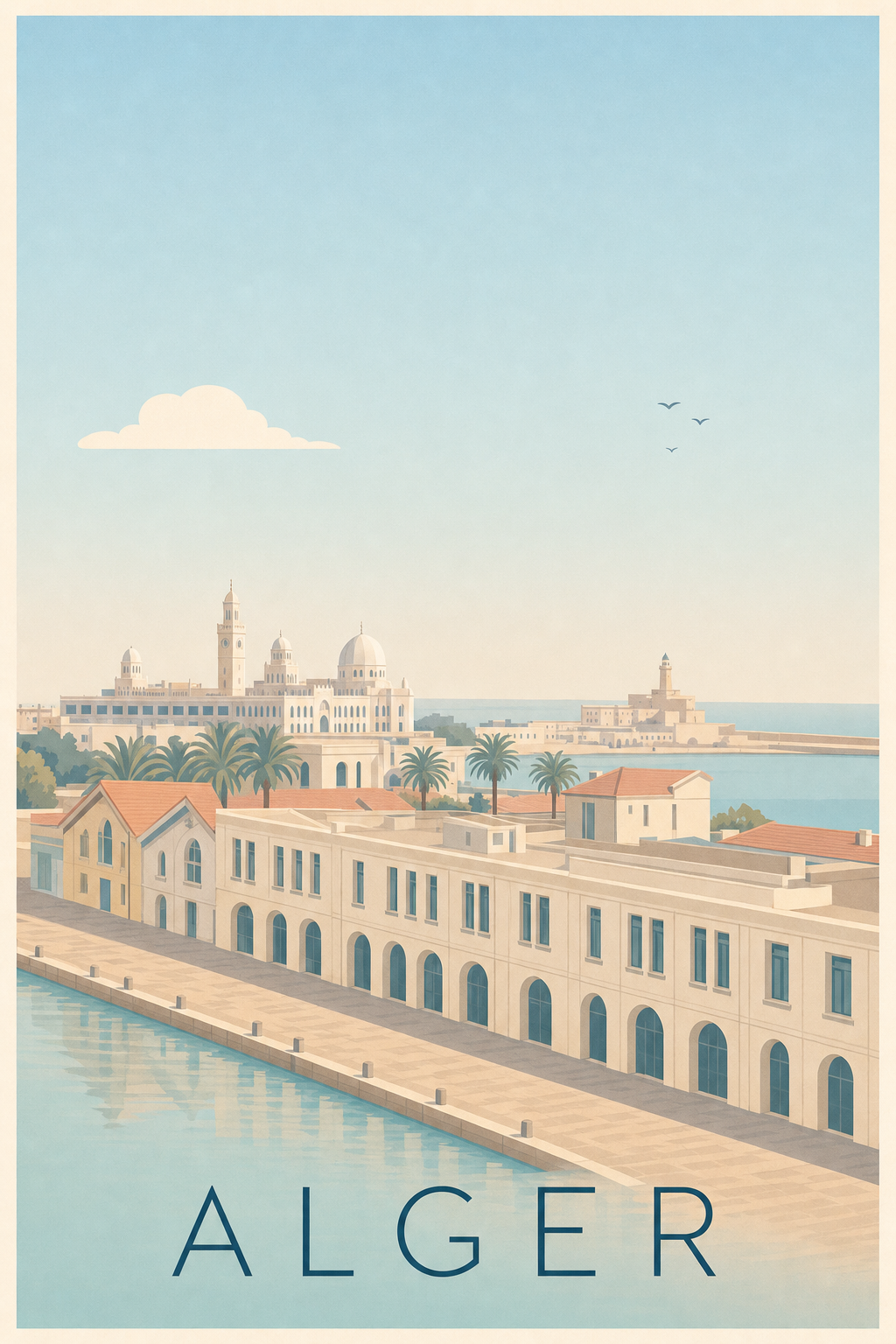 Affiche d'Alger, poster ville calme