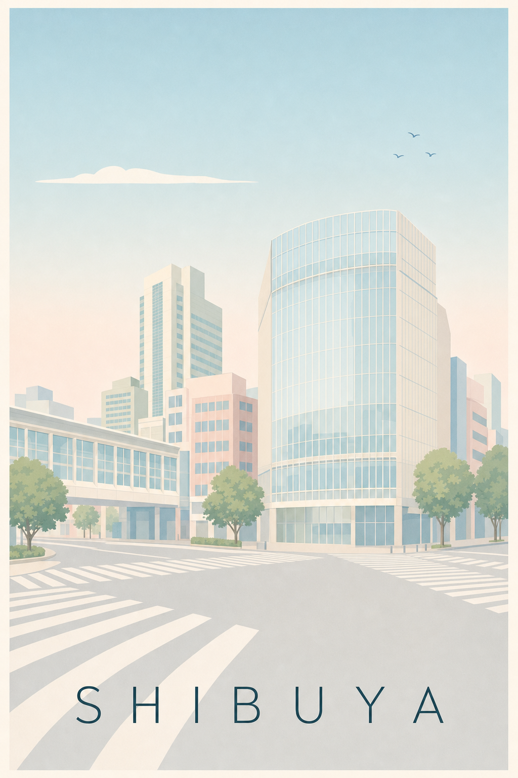 Affiche de Shibuya, poster couleurs pastel