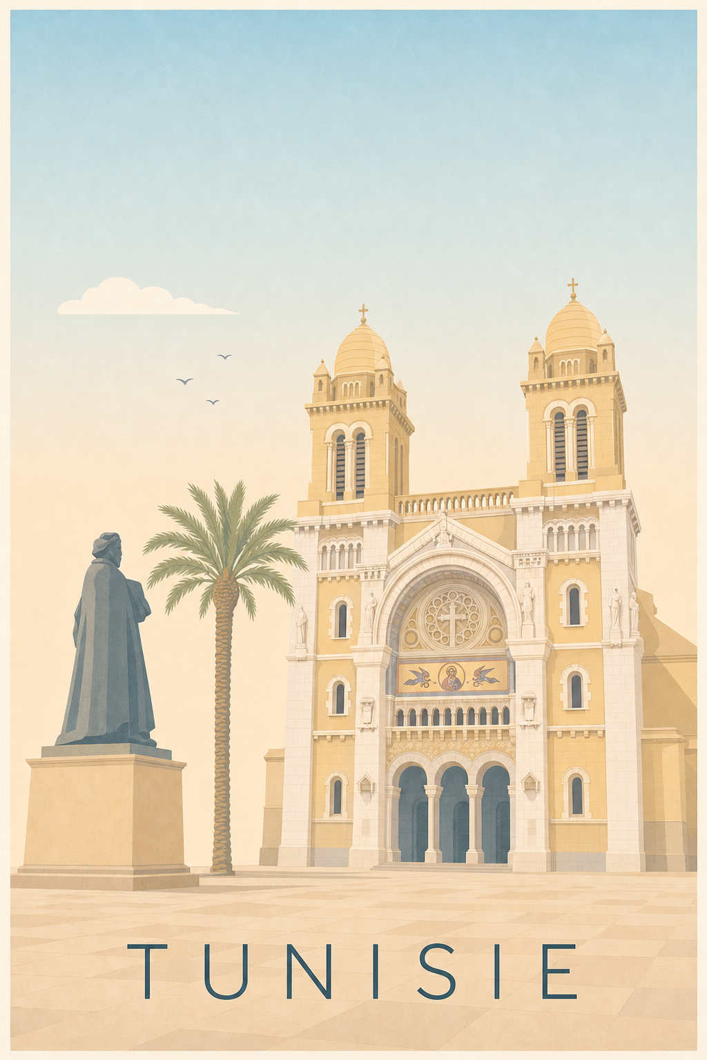 Affiche de Tunisie, poster Cathédrale de Tunis