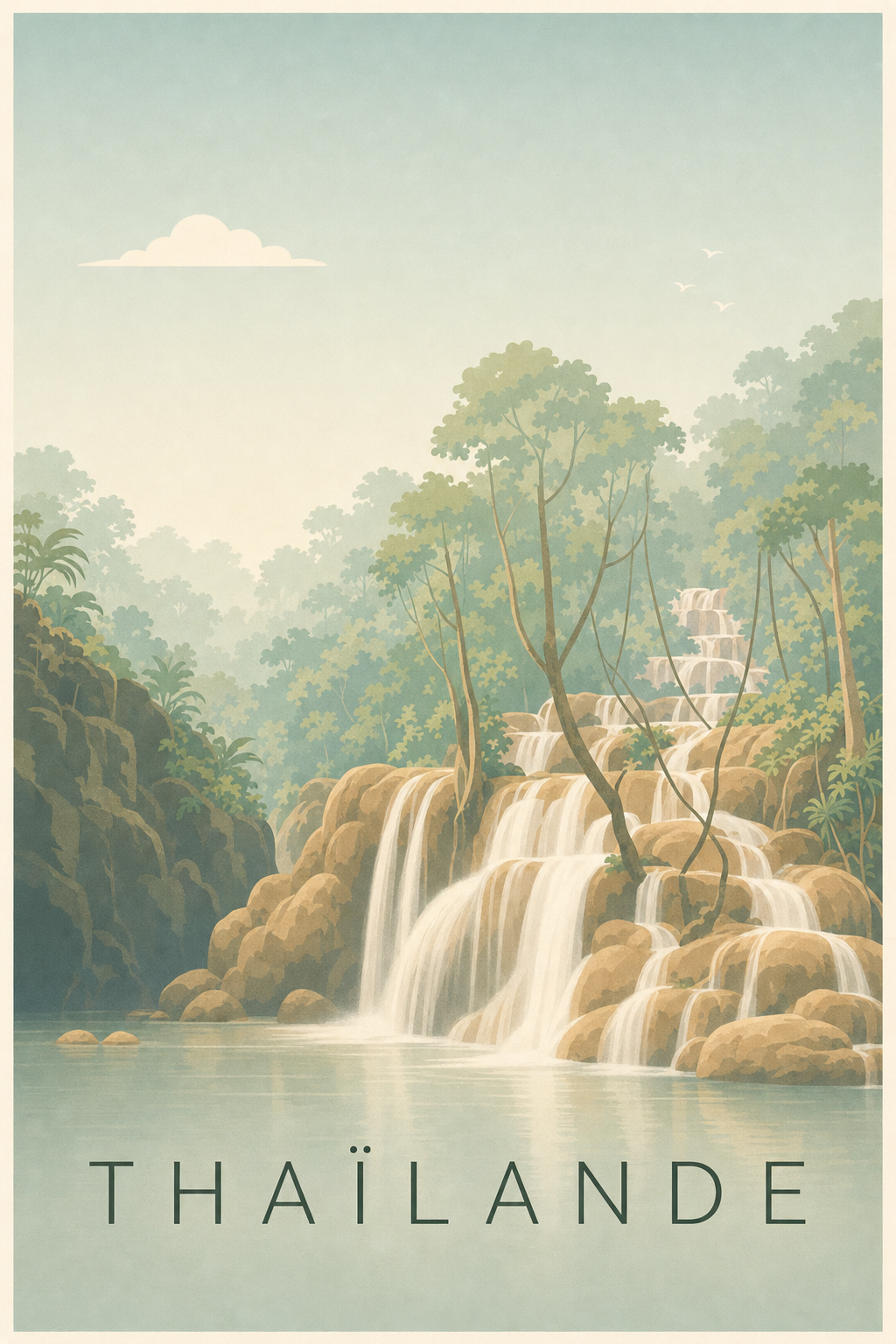 Affiche de Thaïlande, poster de cascades