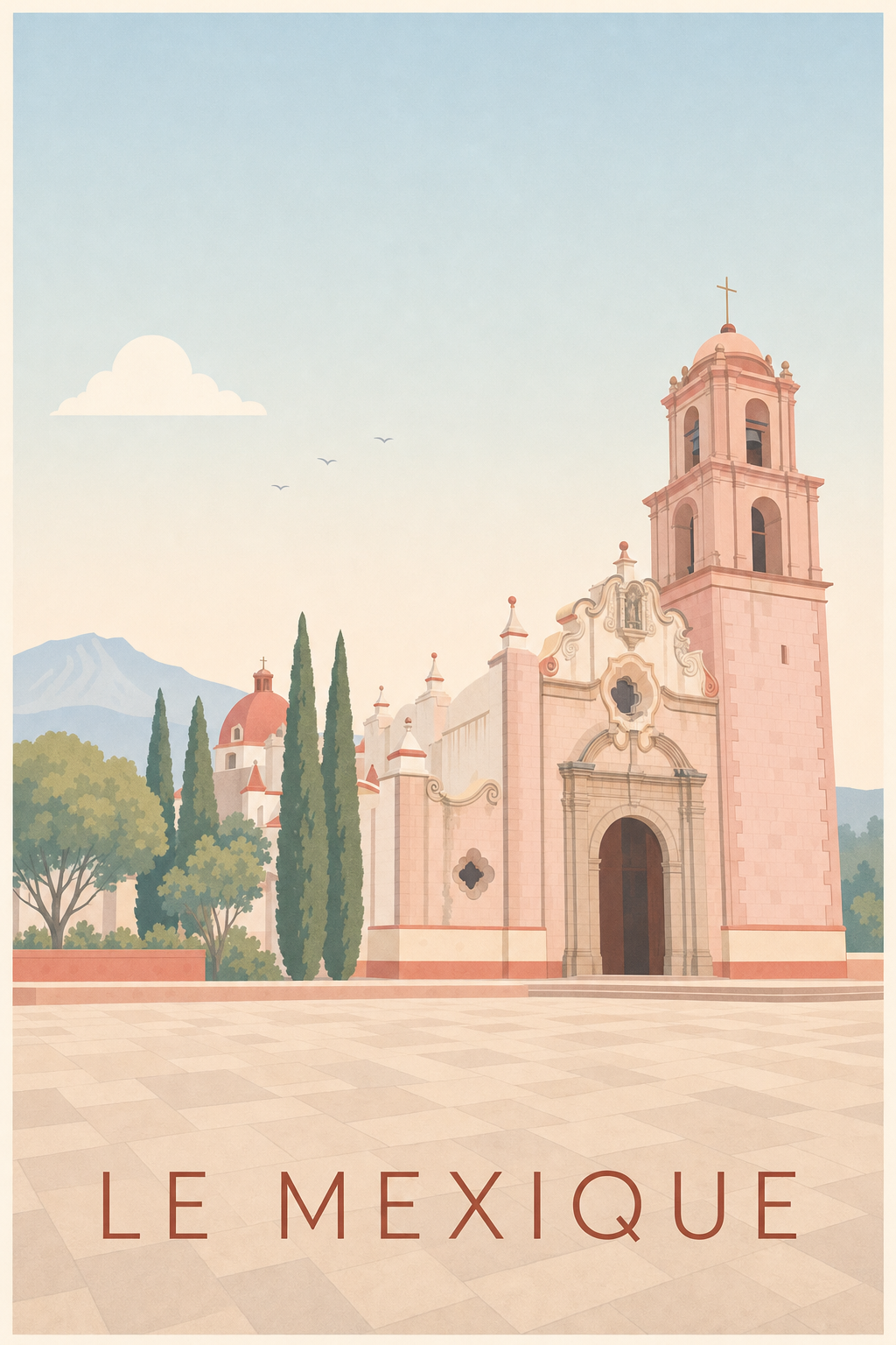 Affiche du Mexique, poster église rose