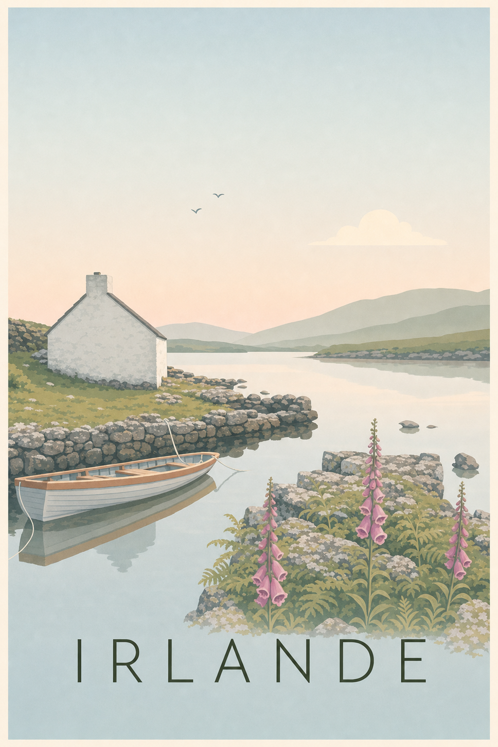 Affiche d'Irlande, poster phare et falaises
