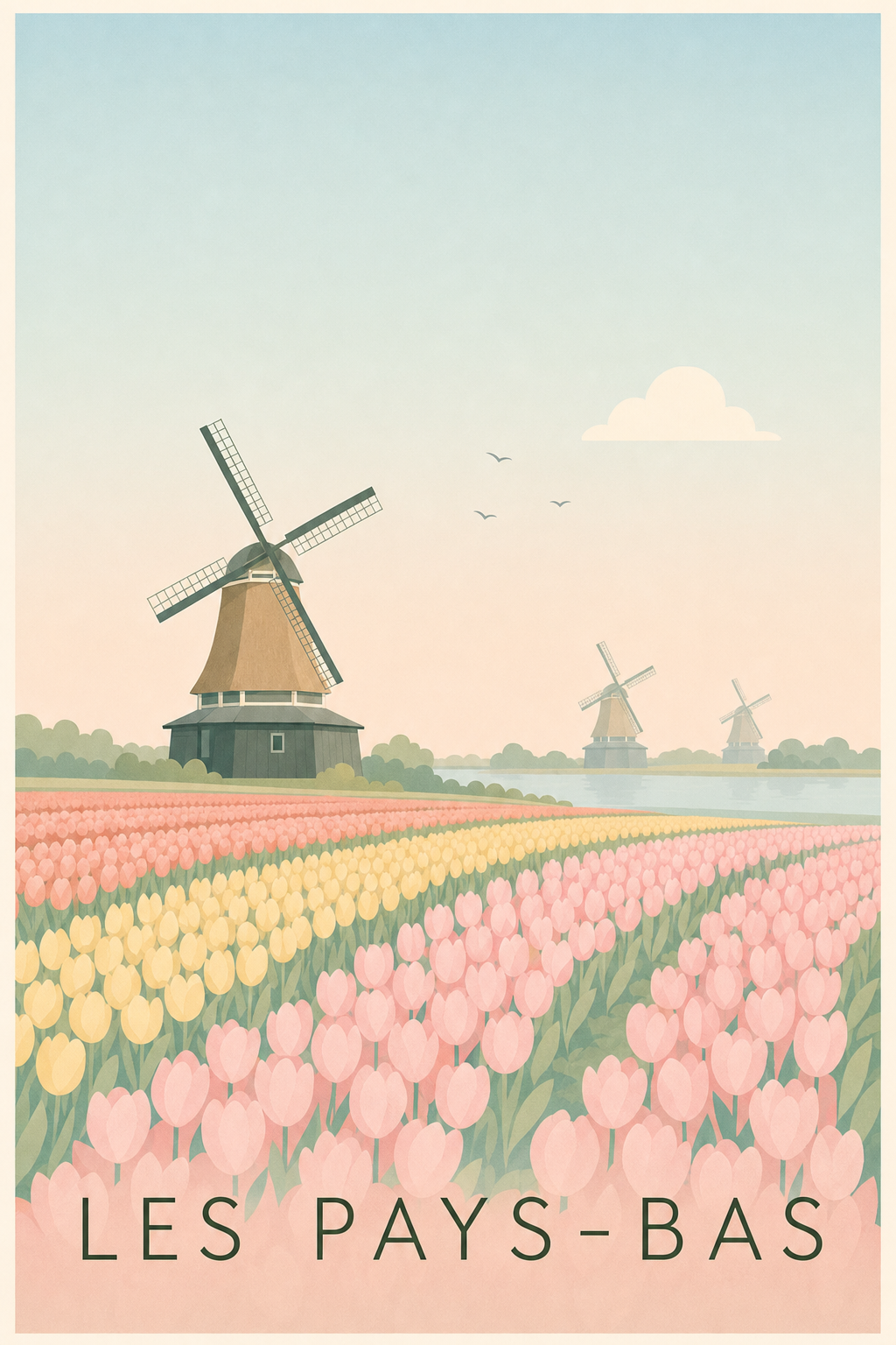 Affiche des Pays-Bas, poster maisons hollandaises