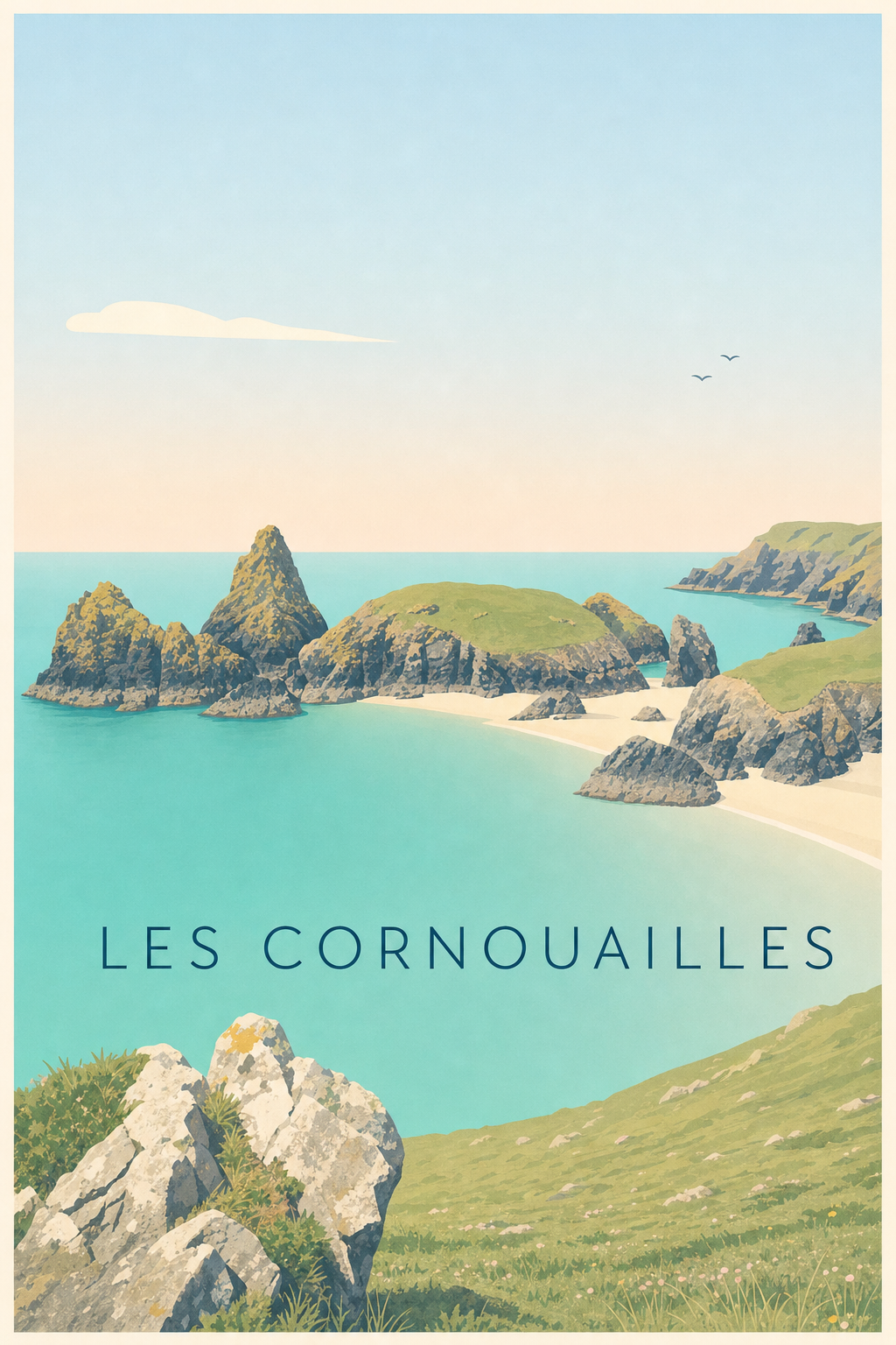 Affiche des Cornouailles, poster village breton