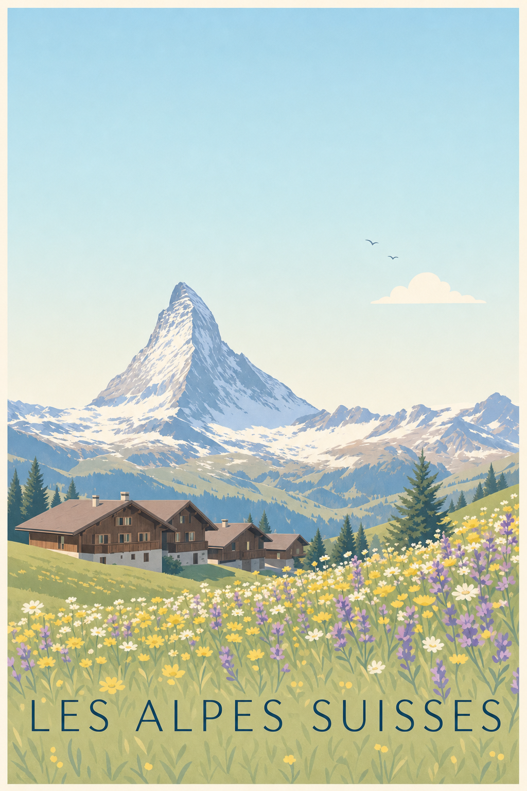 Poster des Alpes Suisses, chalet de montagne