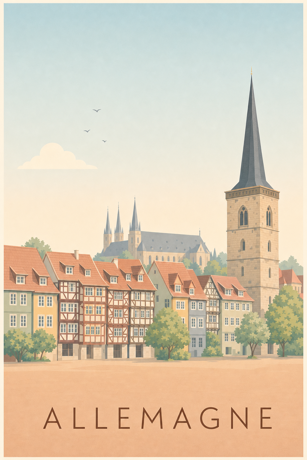 Affiche d'Allemagne, poster maisons à colombages
