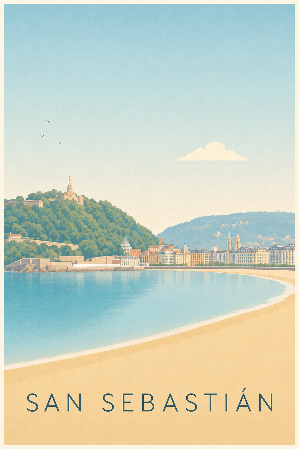 Affiche San Sebastián, poster baie de la Concha
