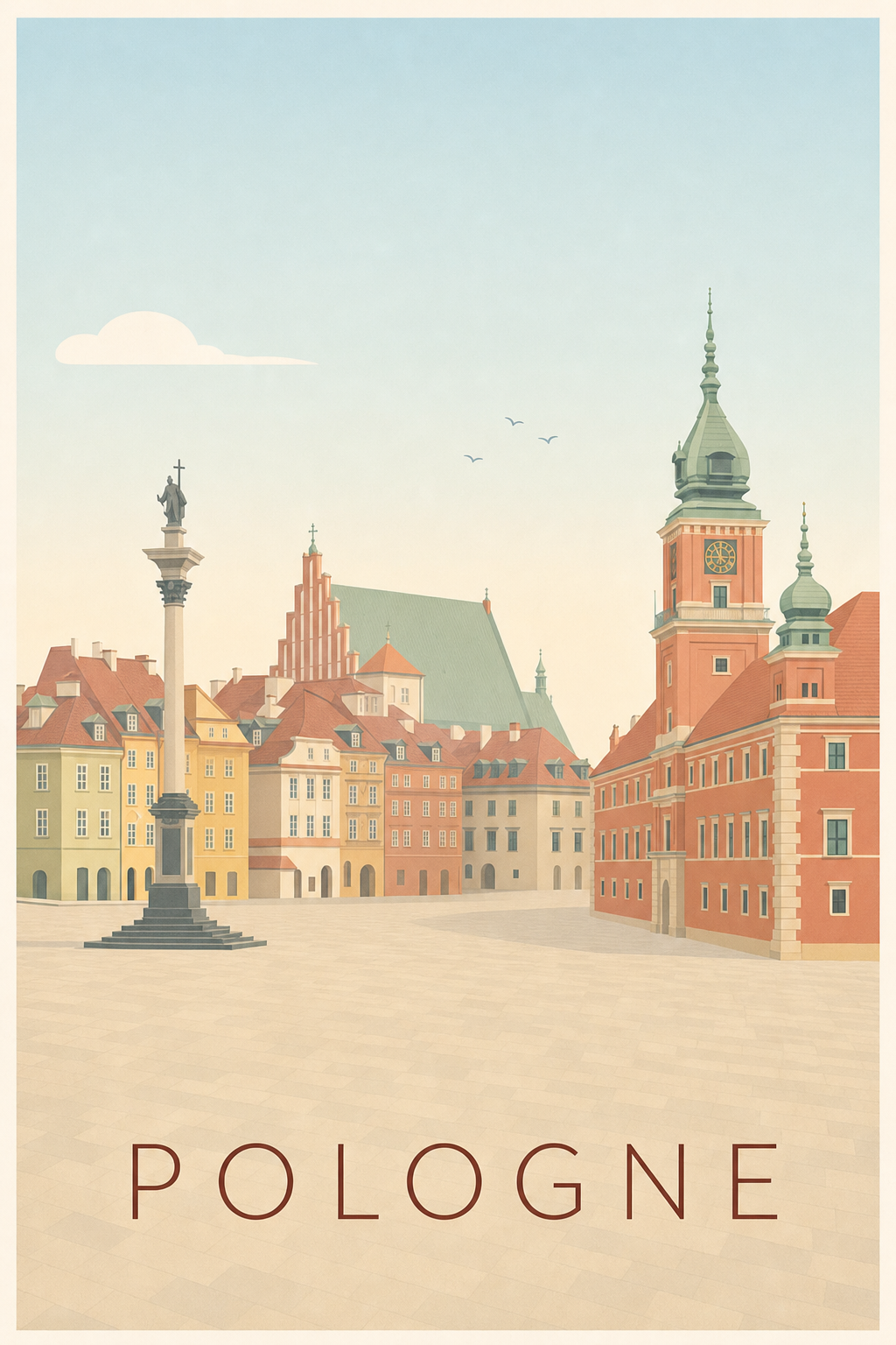 Affiche de Pologne, poster village calme