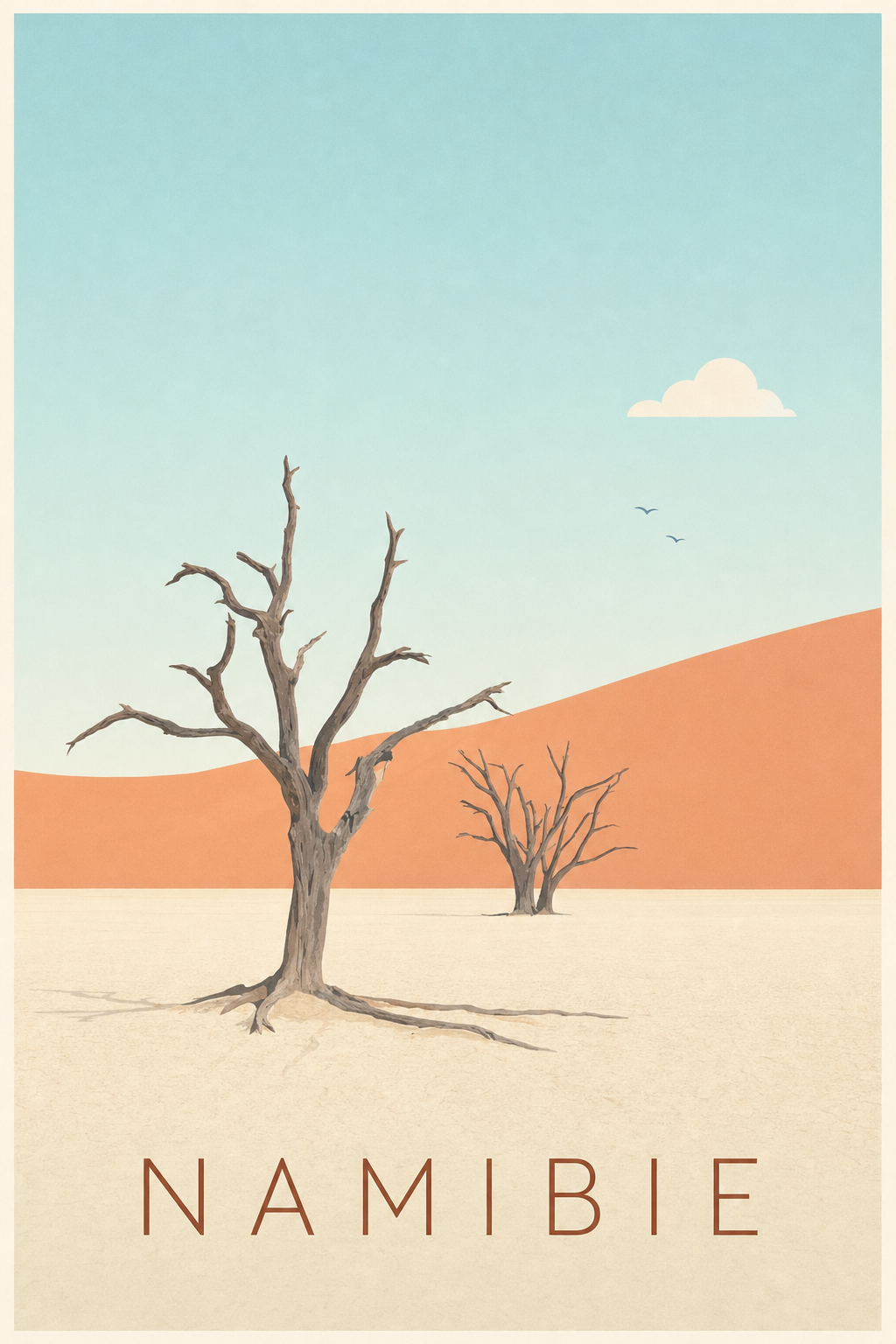 Affiche de Namibie, colonnes et galets