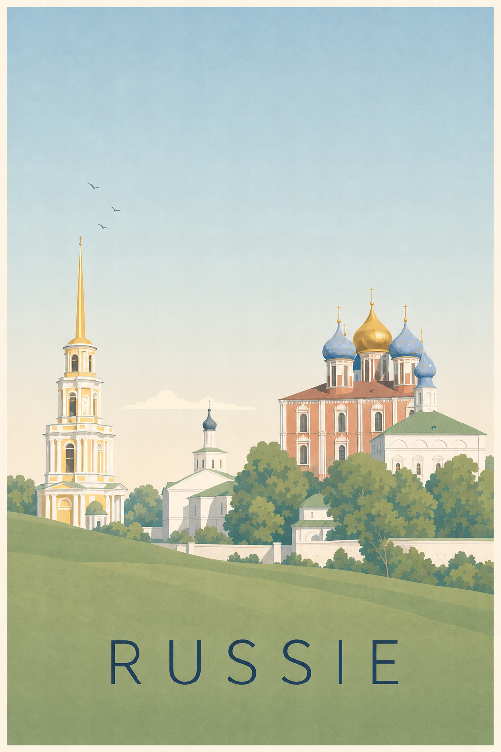 Affiche de Russie, poster dômes colorés