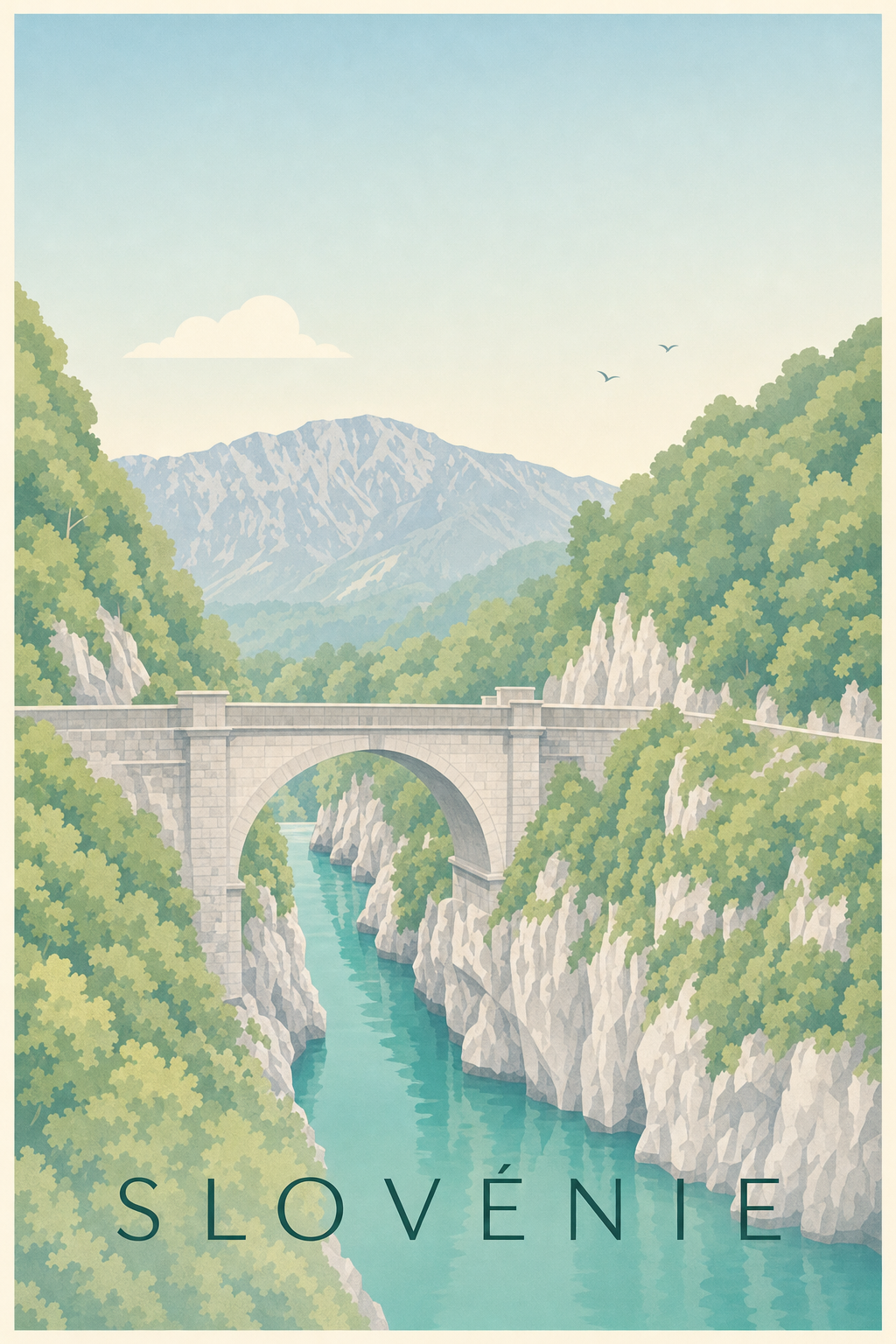 Poster de Slovénie, affiche pont en pierre