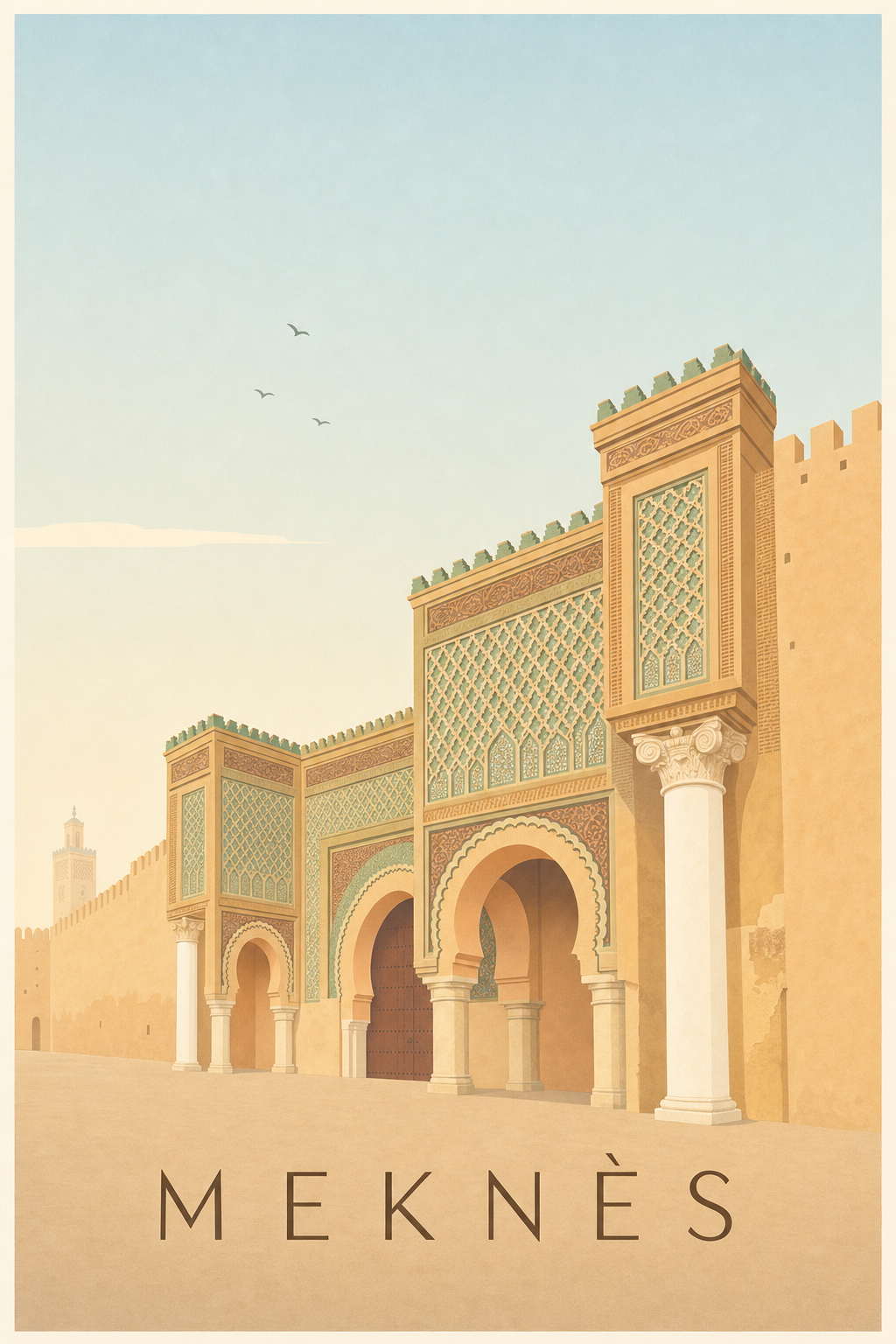 Affiche de Meknès, poster porte Bab Mansour