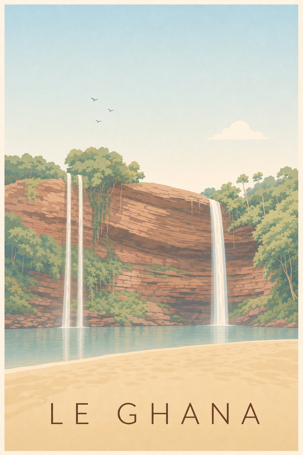 Affiche du Ghana, poster chutes d'eau