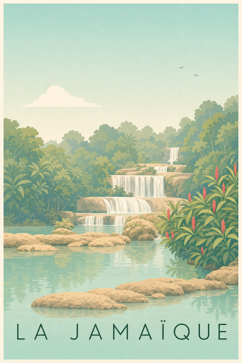Affiche de la Jamaïque, poster cascades