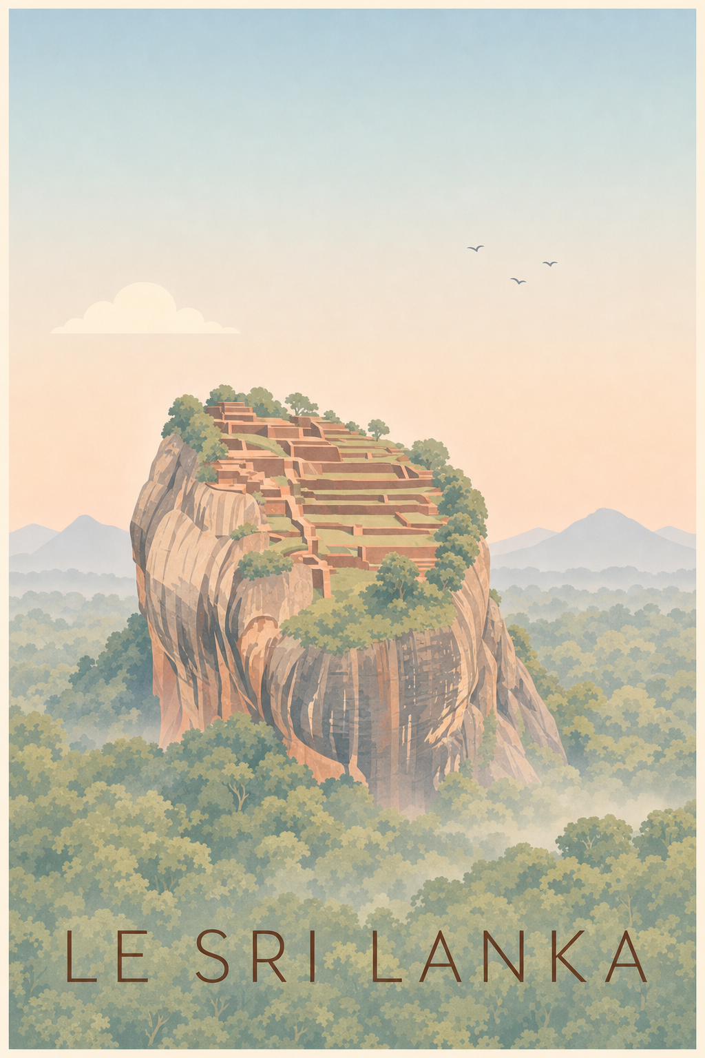 Poster du Sri Lanka, affiche train bleu