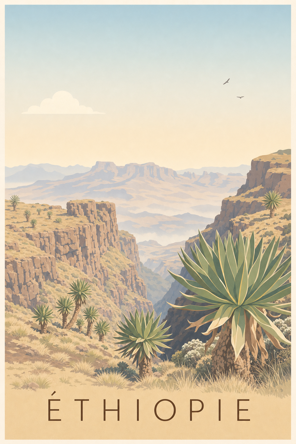 Affiche d'Éthiopie, poster montagnes du Simien