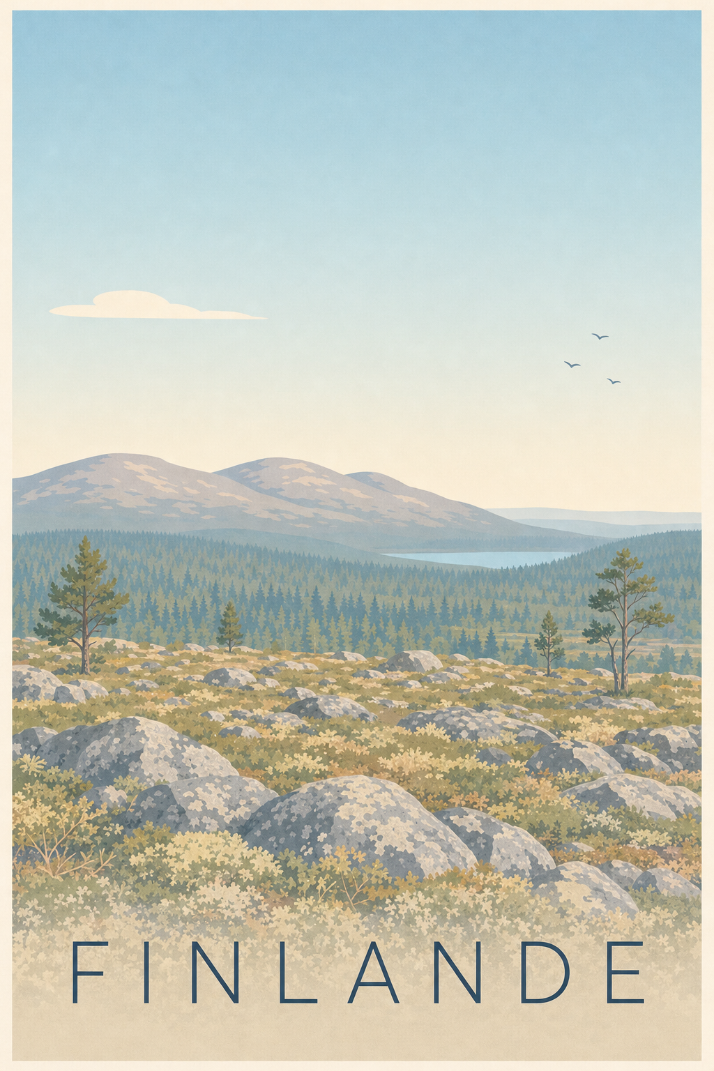 Affiche de Finlande, poster monts de Laponie