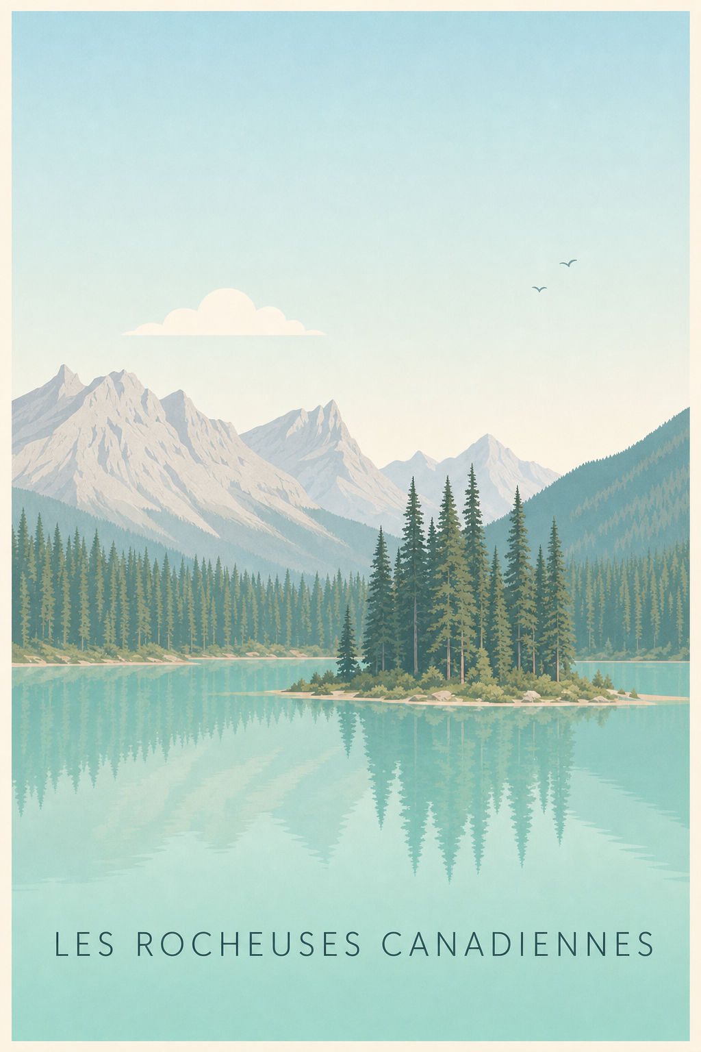 Affiche des Rocheuses canadiennes, poster lac calme