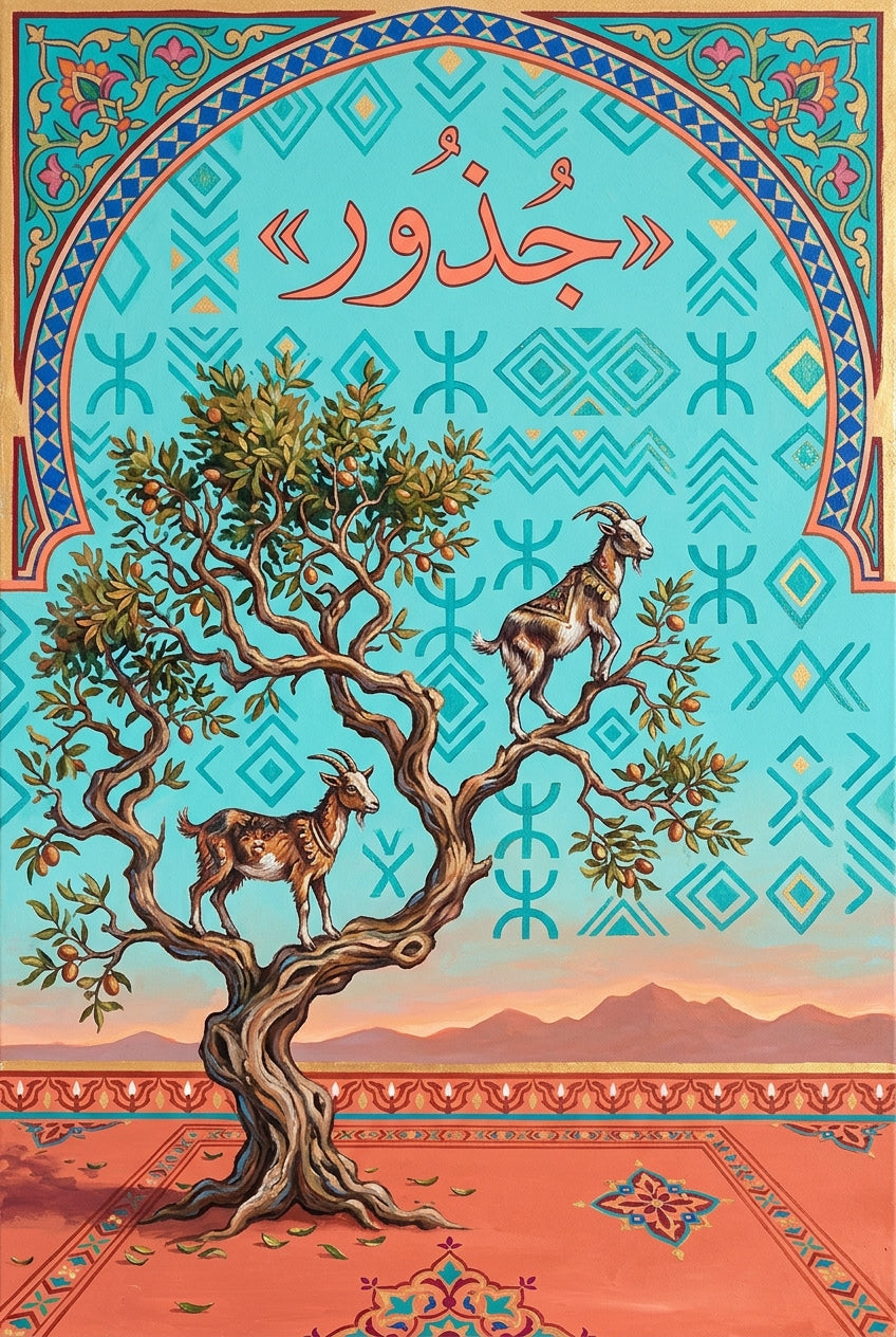 Affiche l'Arganier du Maroc, poster chèvres dans l'arbre