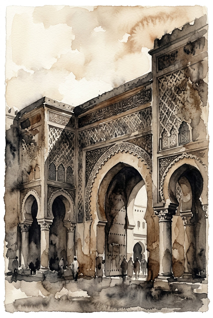 Affiche du Maroc, poster architecture sépia