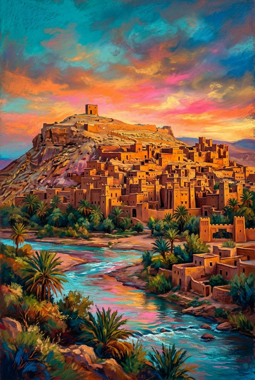 Affiche d'Aït Benhaddou, poster du village fortifié