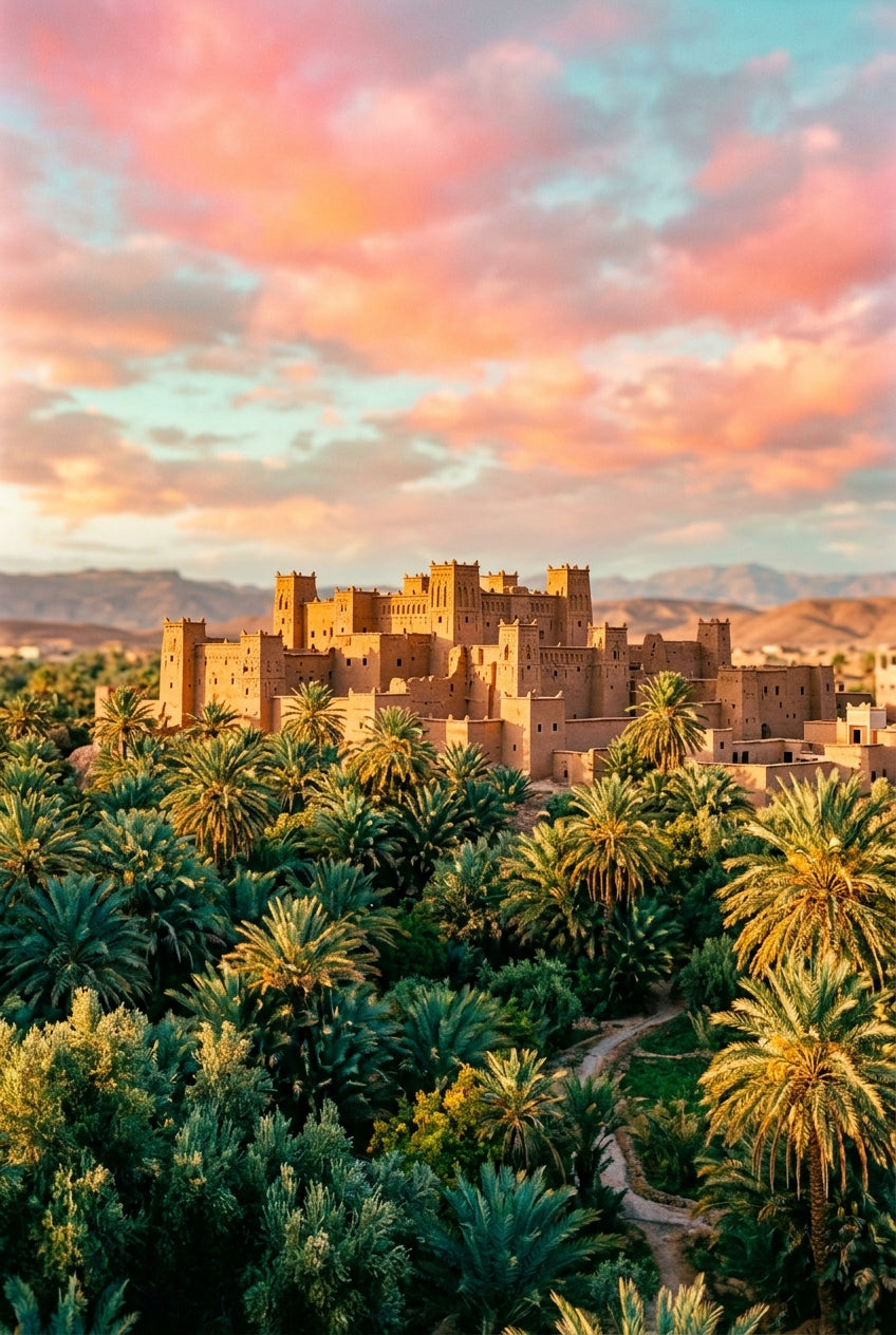 Affiche Kasbah du Maroc, poster palmeraie et voyage