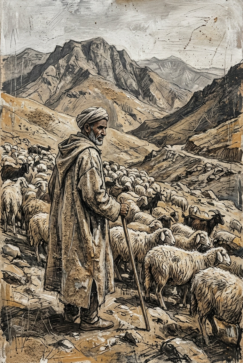 Poster Berger marocain, affiche montagnes de l'Atlas