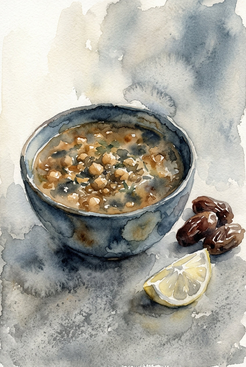 Poster Harira marocaine, aquarelle de cuisine du Maroc