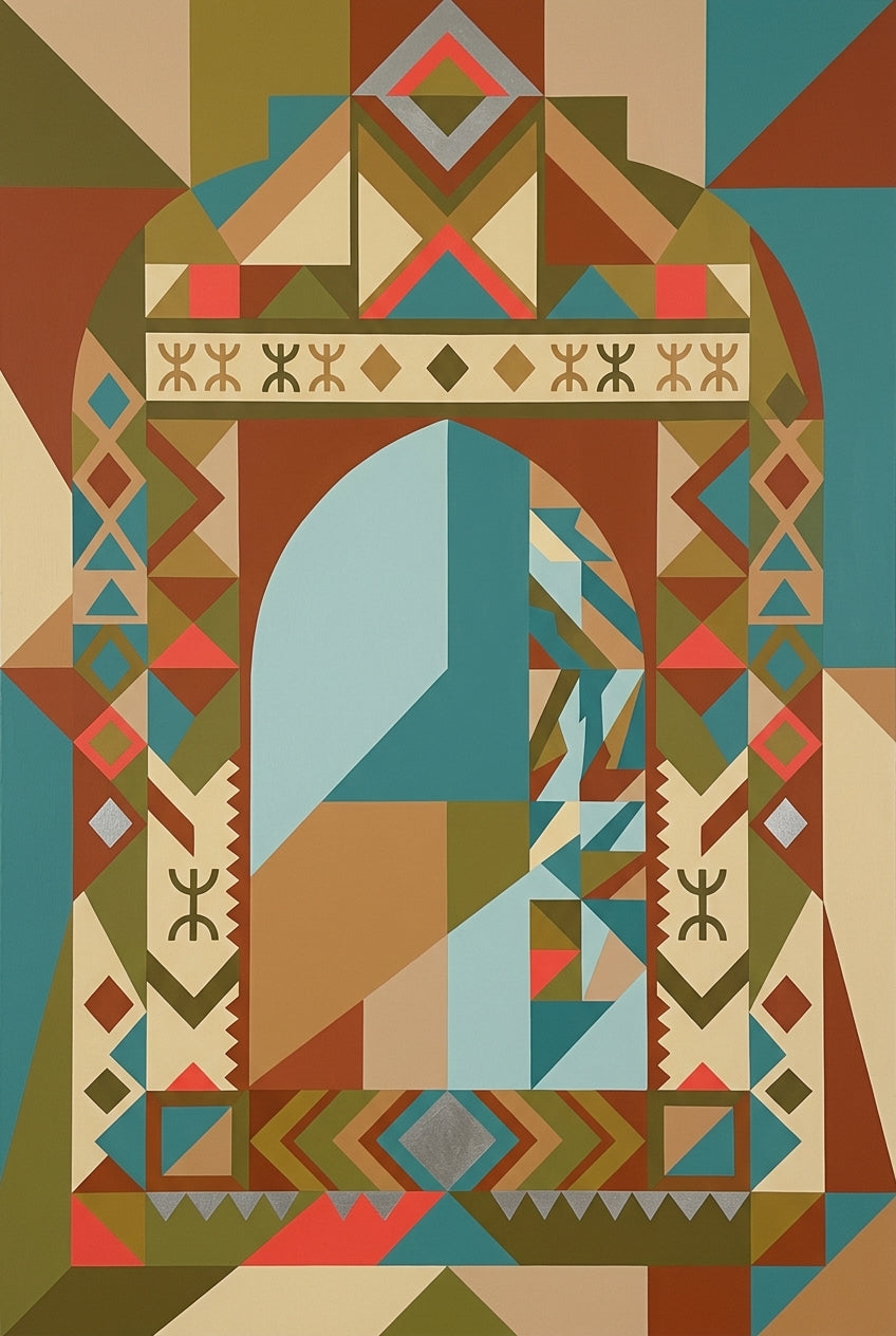 Poster Art Marocain, affiche porte aux motifs berbères