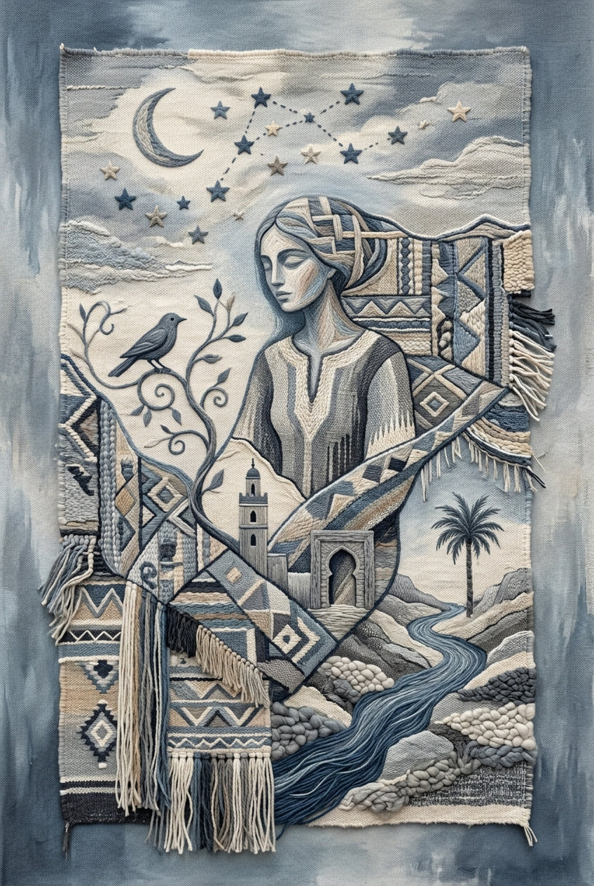 Affiche Art Marocain, poster femme berbère tissée