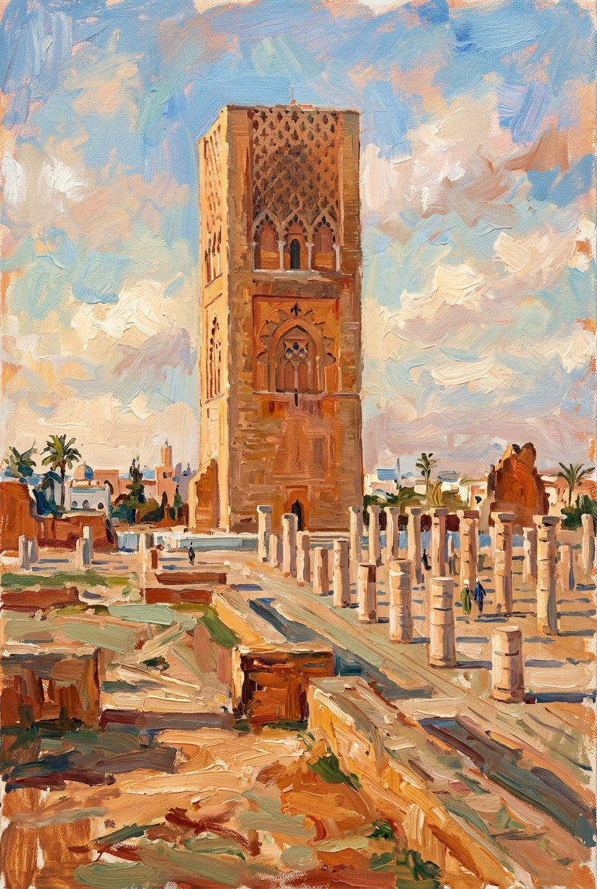 Affiche de la Tour Hassan, poster monument Rabat Maroc