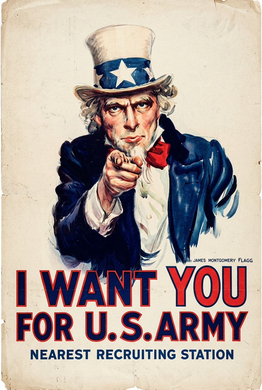 Affiche d'Uncle Sam propagande, poster vintage 1917