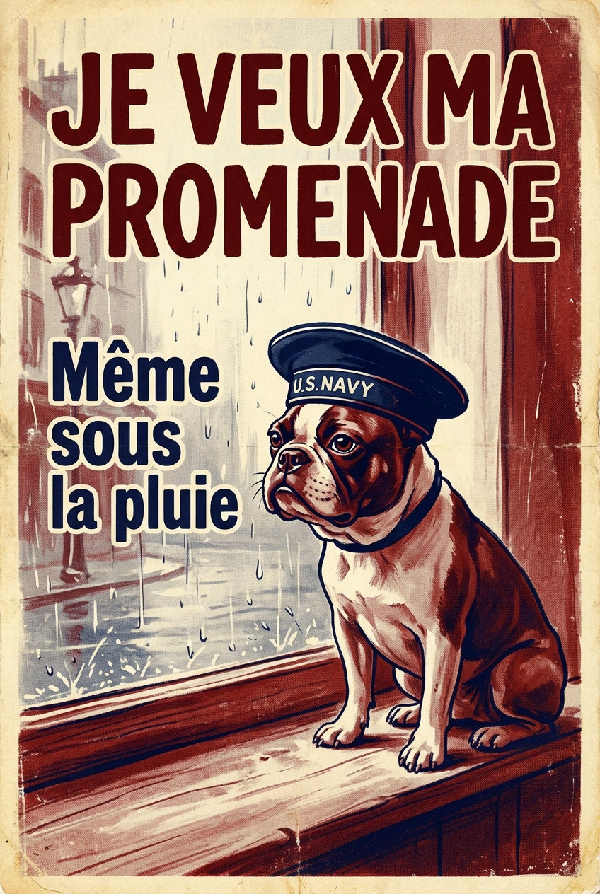 Poster du Bulldog Navy, affiche de propagande vintage