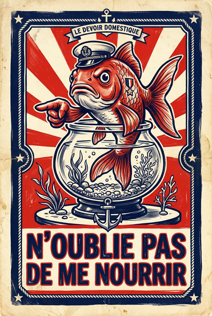 Poster de propagande Poisson Rouge, affiche capitaine