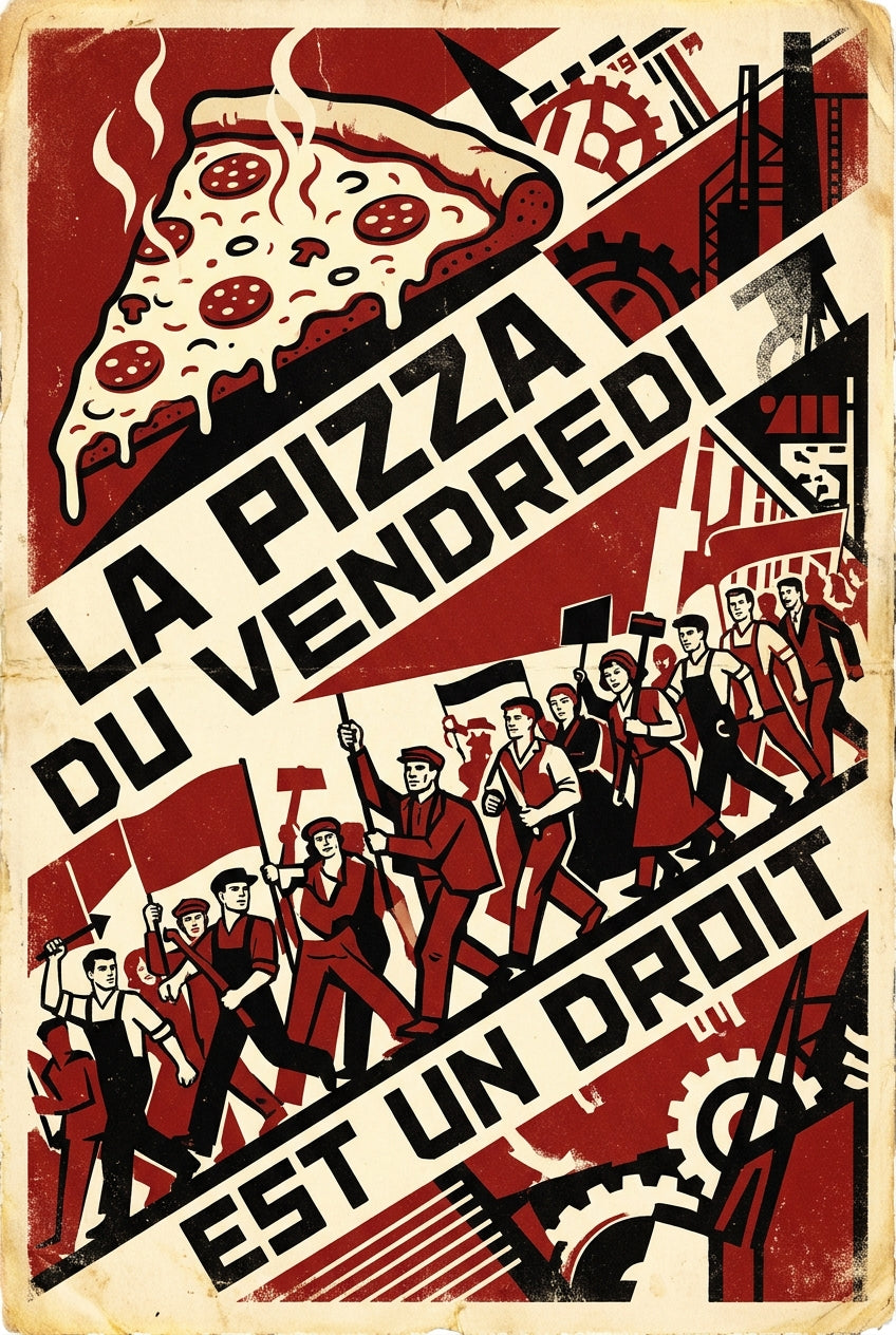 Poster de la pizza du vendredi de propagande, vintage