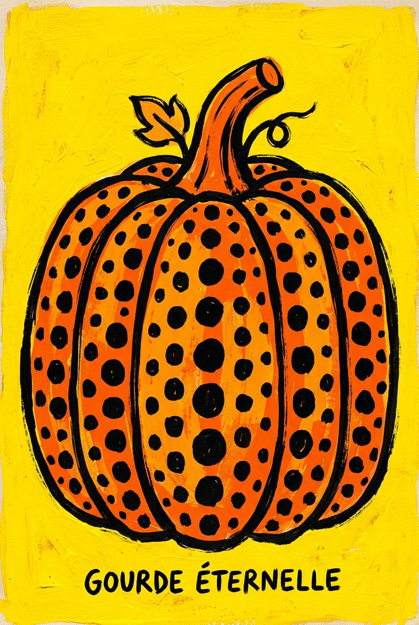 Affiche Gourde éternelle, poster vintage pois noirs