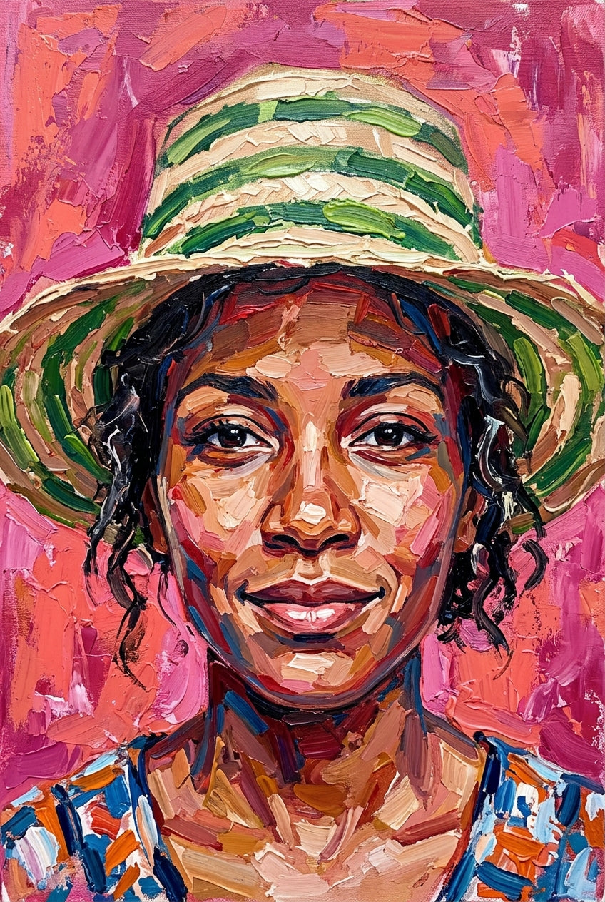 Poster Femme au chapeau, affiche peinture à l'huile