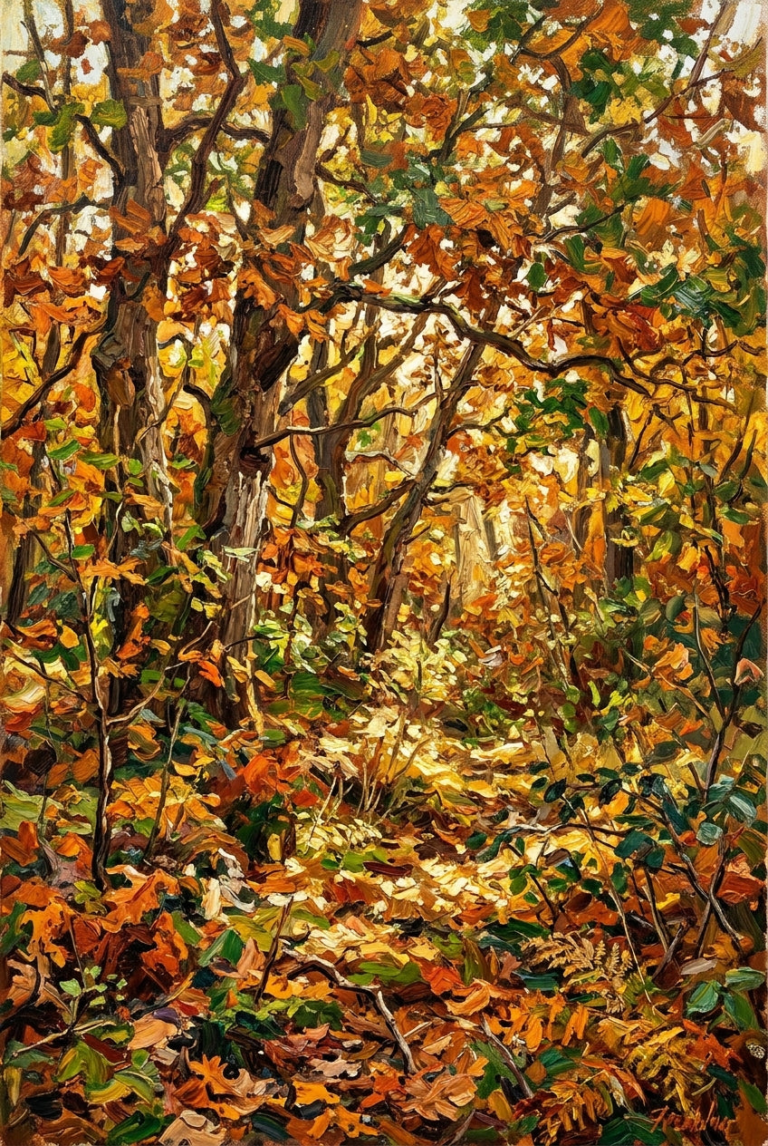 Affiche Forêt d'automne, poster peinture impressionniste