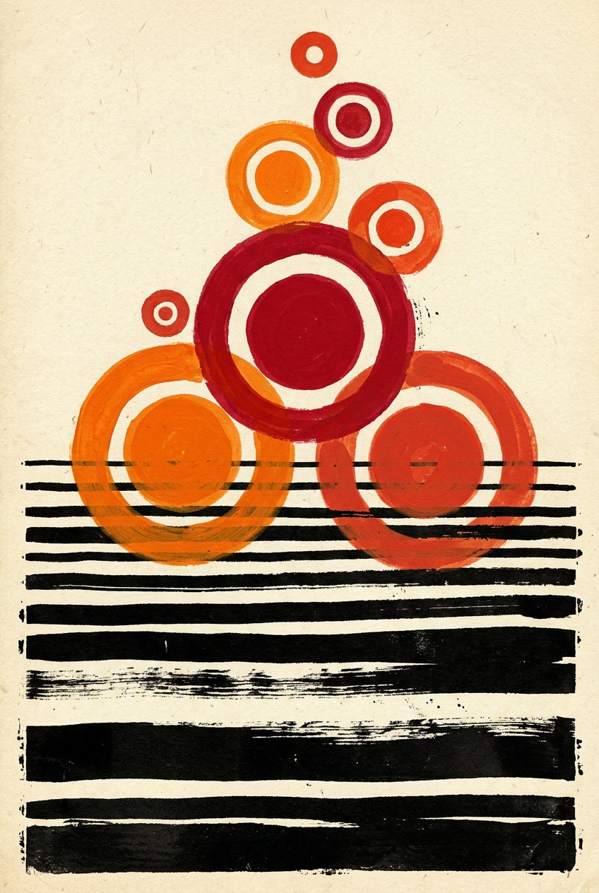 Affiche d'abstraction géométrique, poster cercles rouges