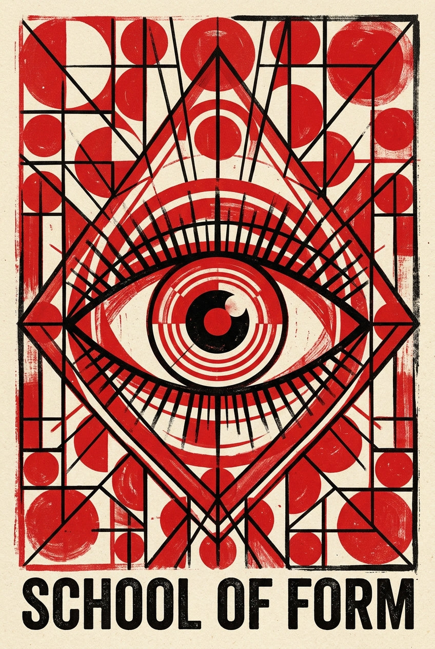 Poster School of Form, affiche œil géométrique rouge