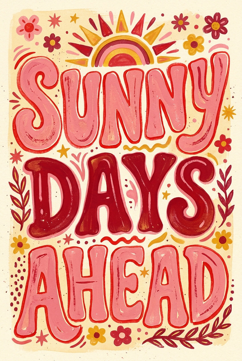 Poster Sunny Days Ahead, style rétro vintage années 70