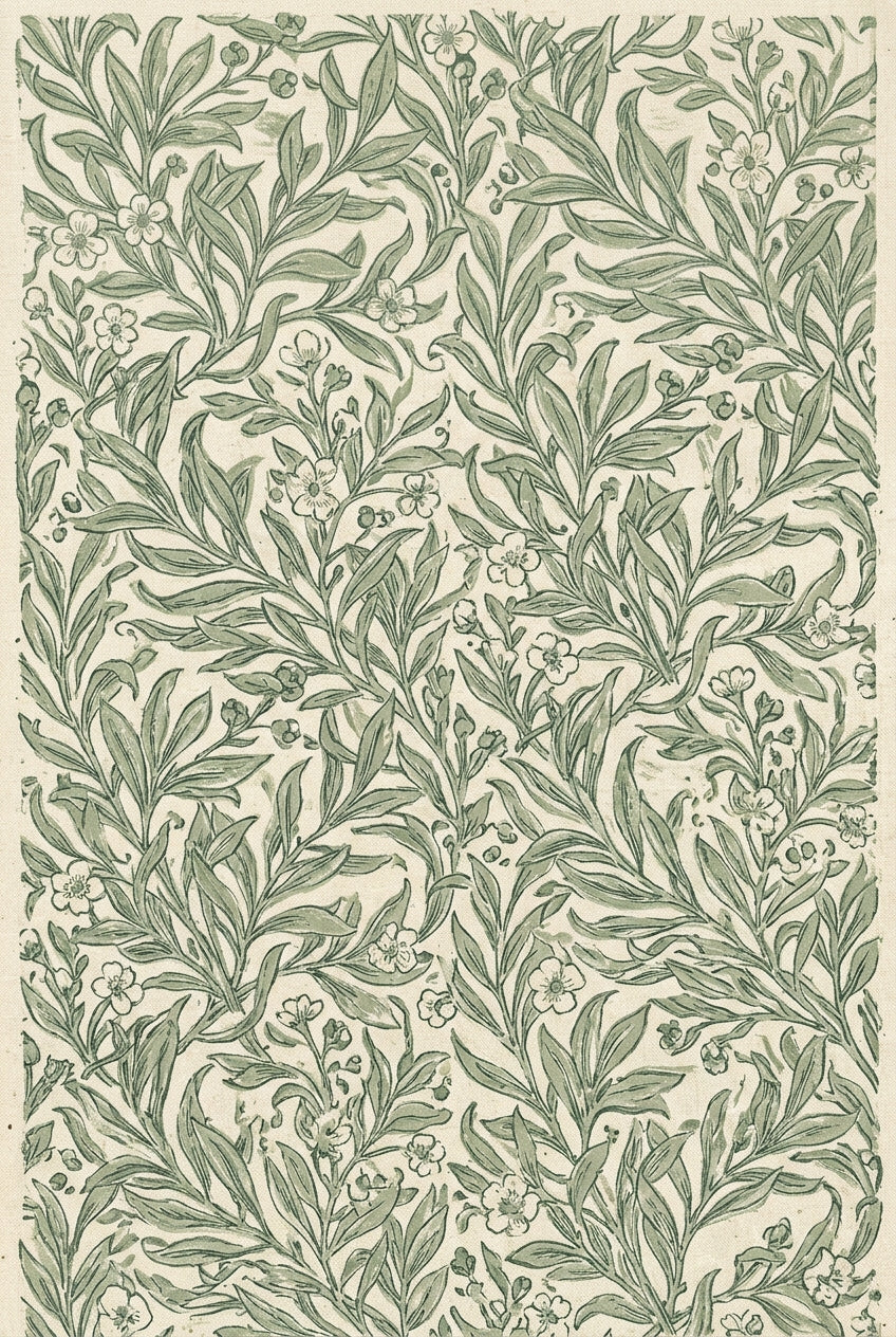 Affiche Botanique vintage, poster floral vert et crème