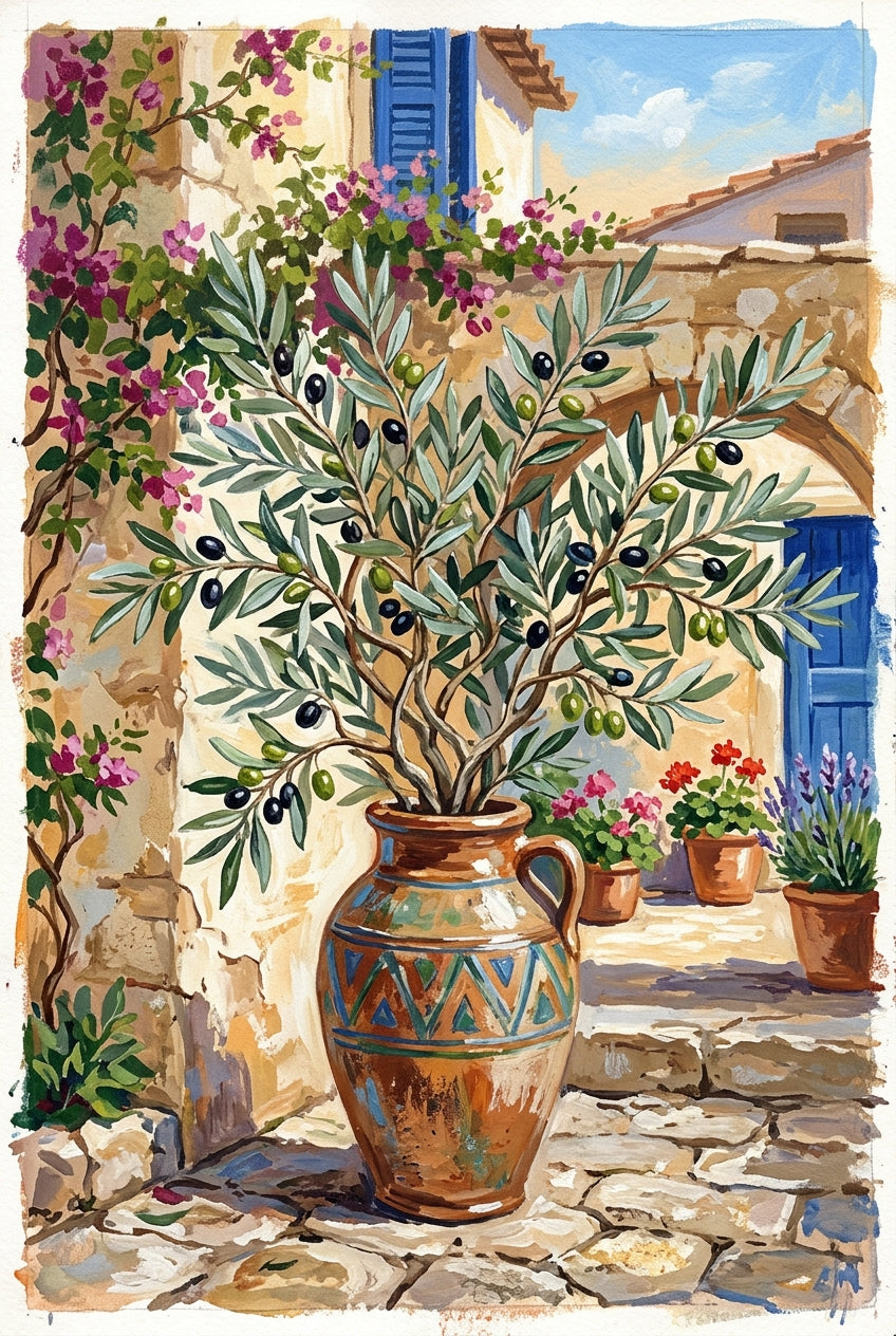 Affiche Olivier provençal, poster jarre en terre cuite