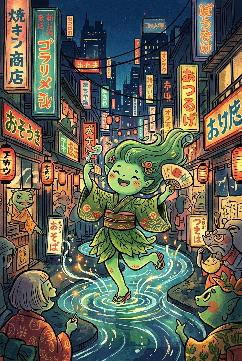 Affiche du Japon fantastique, poster rue nocturne