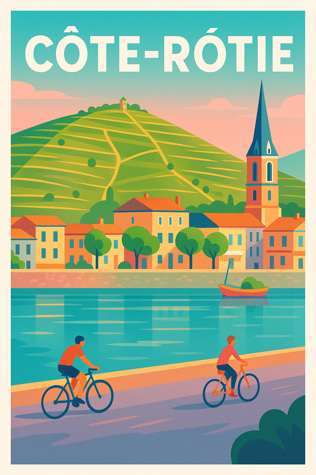 Affiche de Côte-Rôtie - L'élégance des vignobles au fil de l'eau