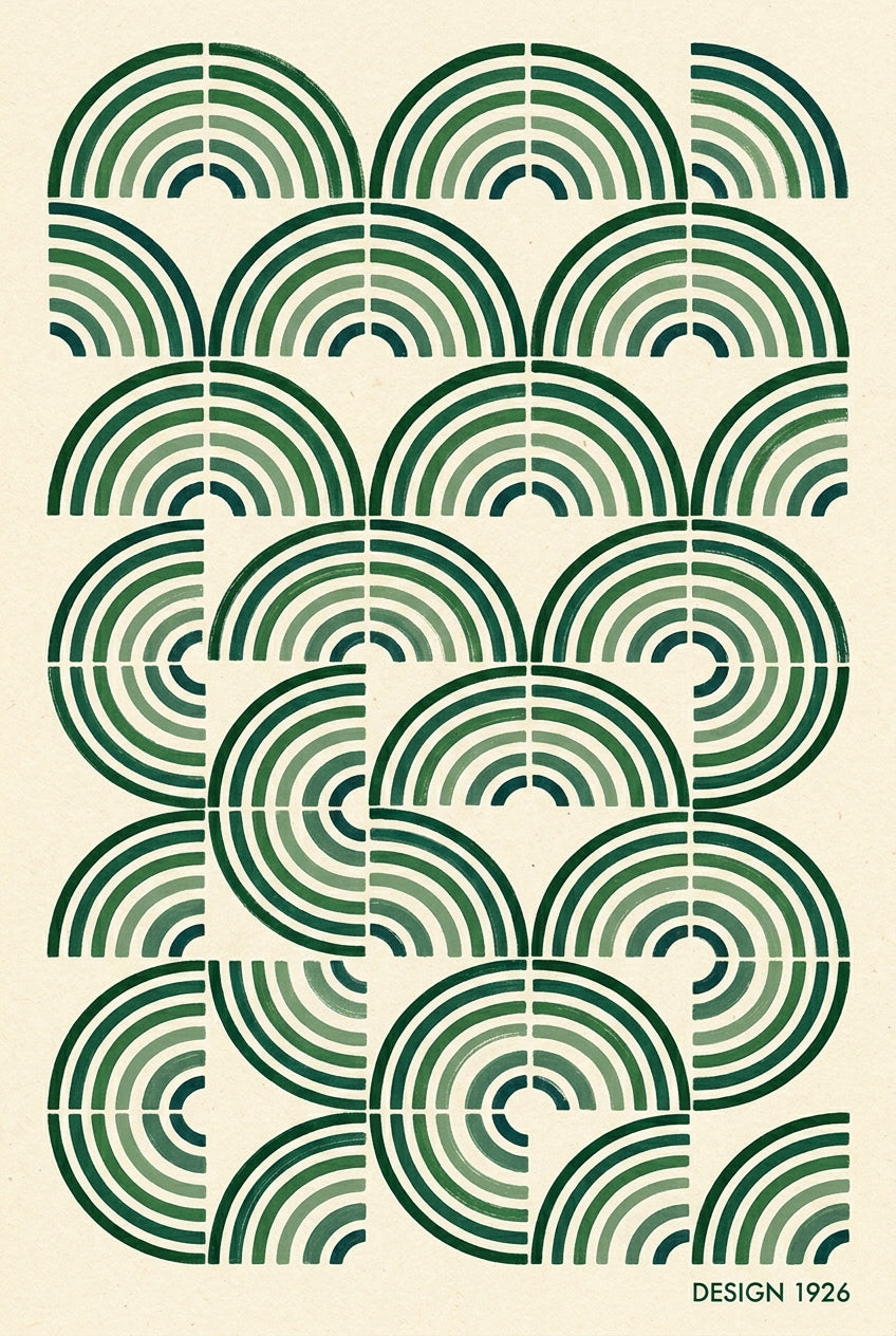 Poster Design 1926, affiche motifs d'arches vertes