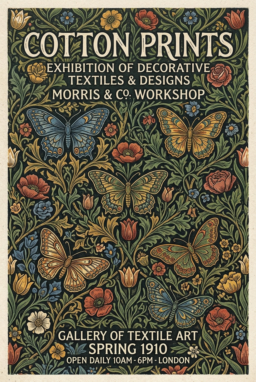 Affiche de Morris & Co, poster papillons style vintage