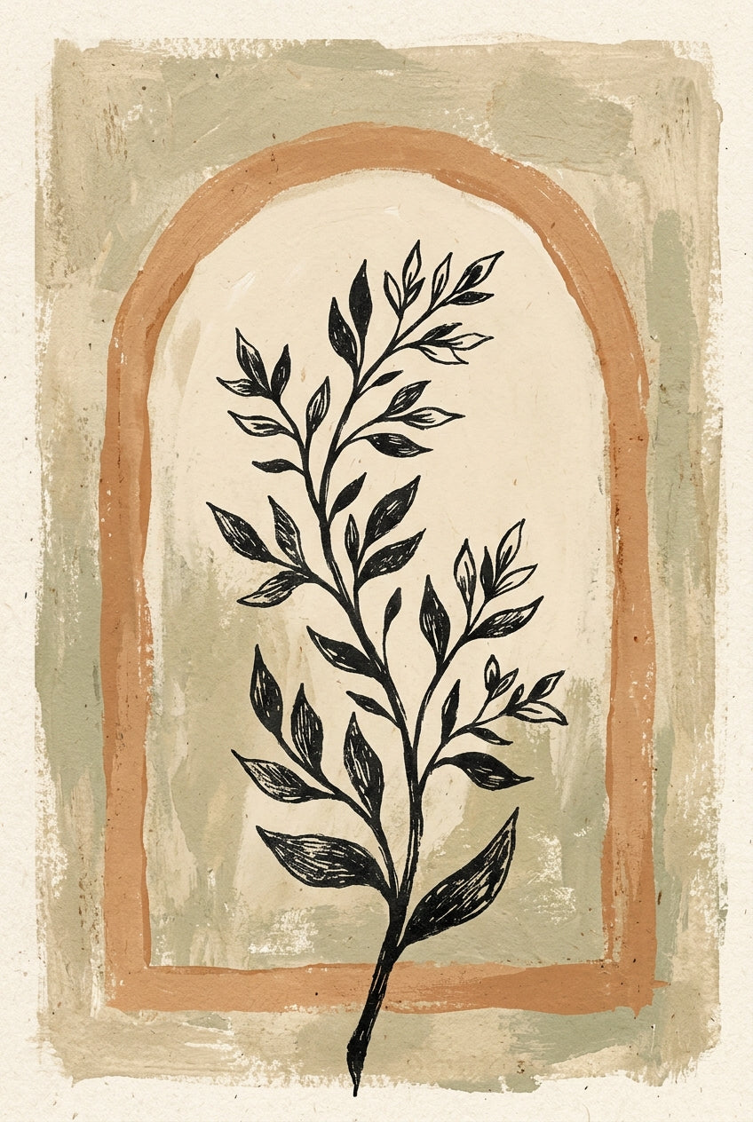 Affiche Botanique minimaliste, poster arche terracotta